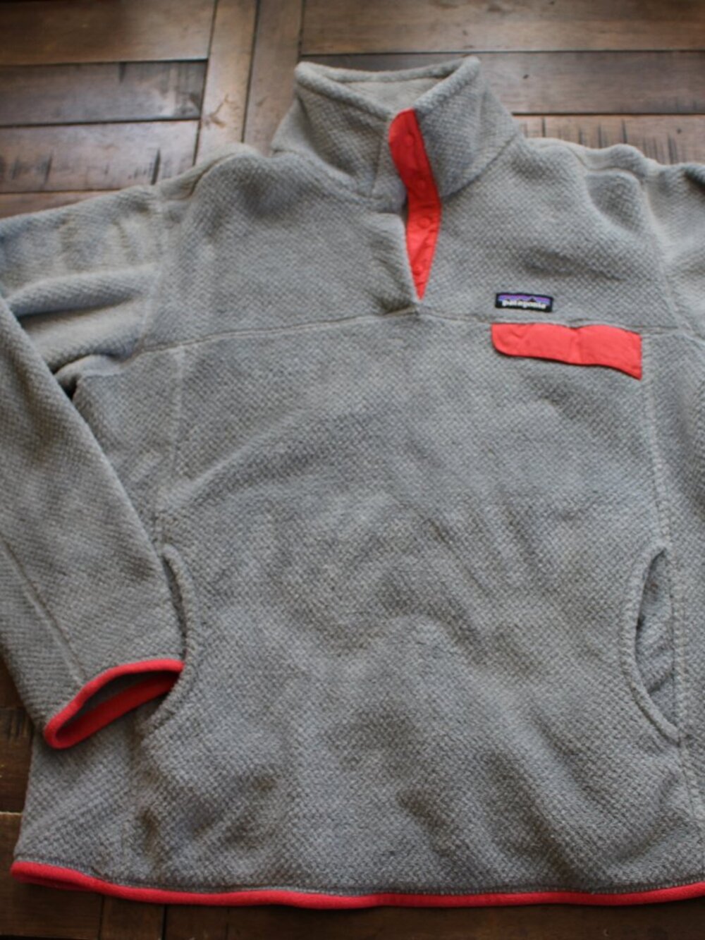 Patagonia Re-tool Snap Pull-Over Fleece Womens XL Gray Pink